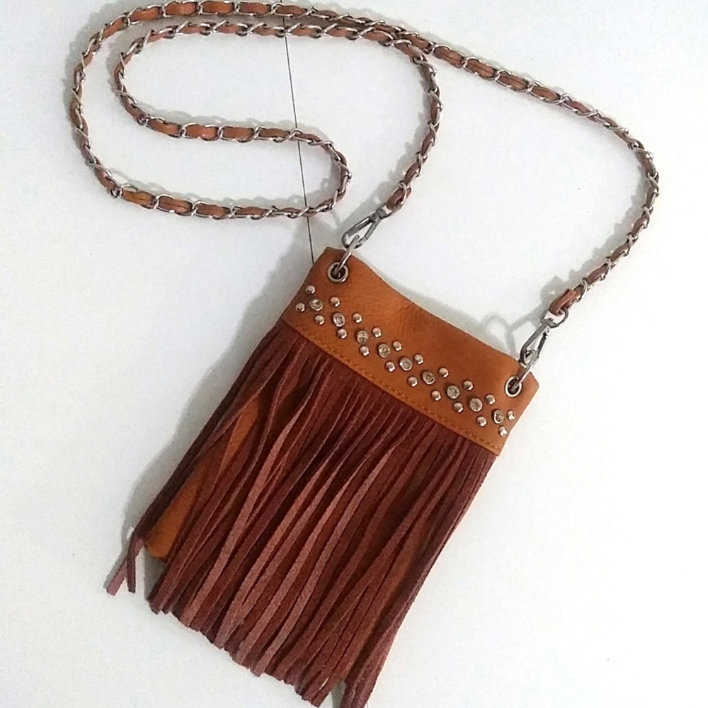 Daniel Smart Women's Crossbody Handbag, Top Bling Fringe, Brown